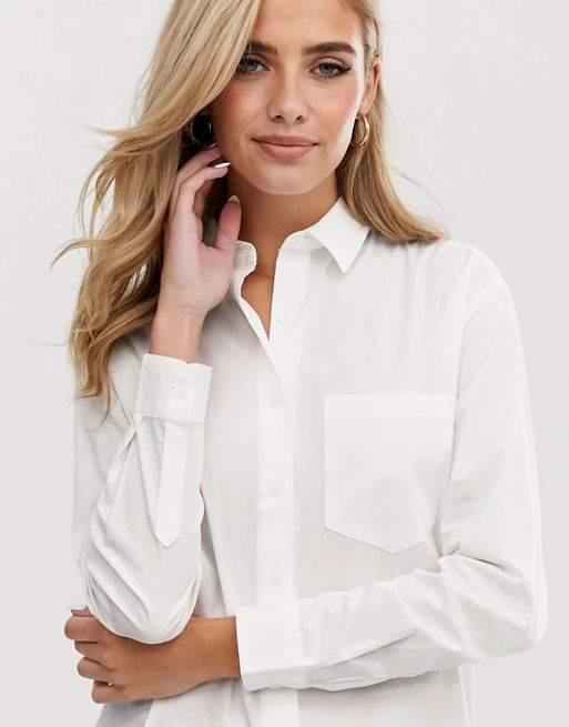 ASOS Slim Boyfriend Shirt With Pleat Detail Back in Stretch Cotton | ASOS US