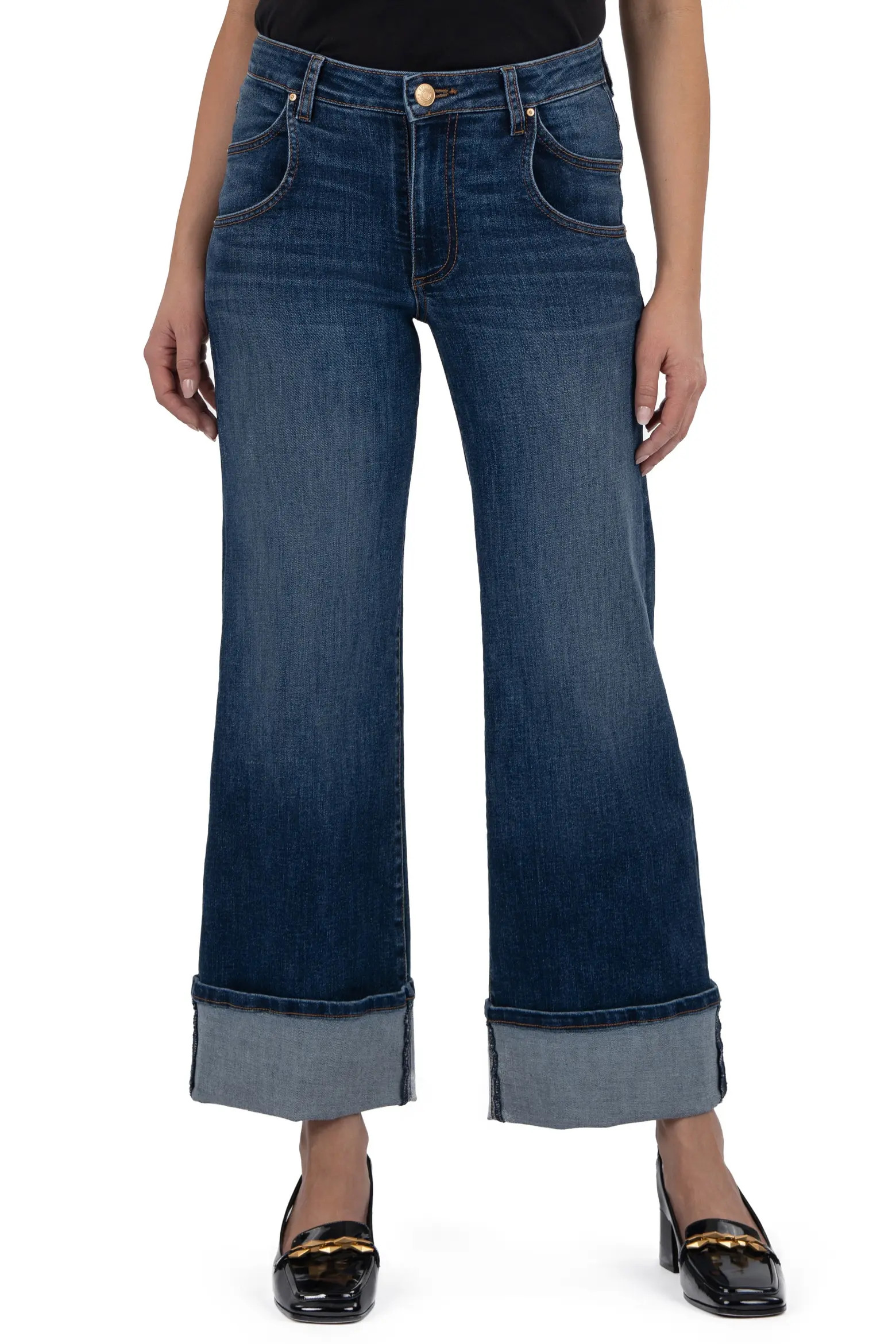 KUT from the Kloth Meg High Waist Cuffed Hem Wide Leg Jeans (Women) | Nordstromrack | Nordstrom Rack