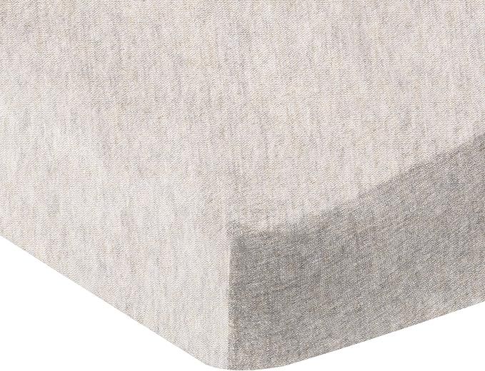 Amazon Basics Heather Jersey Fitted Crib Sheet Bedding, Oatmeal | Amazon (US)