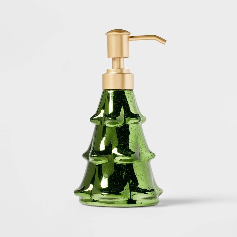 Mercury Glass Tree Christmas Soap Pump Dark Green - Threshold&#8482; | Target