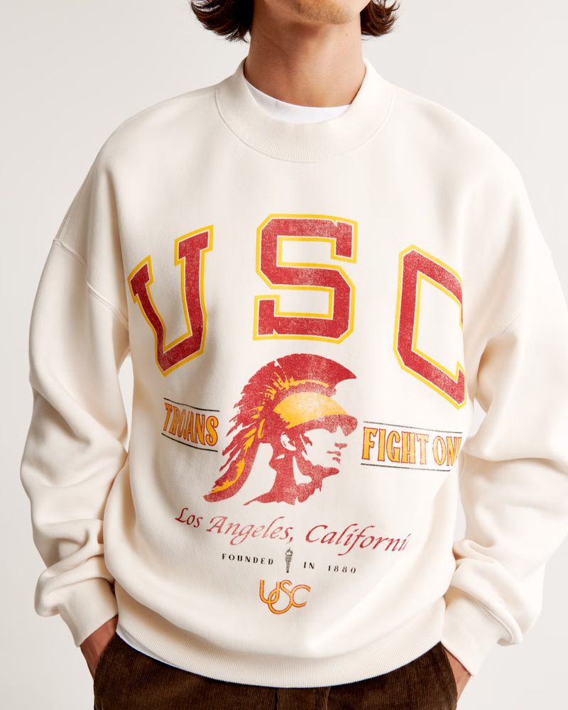 Men's University of Southern California Graphic Crew Sweatshirt | Men's Tops | Abercrombie.com | Abercrombie & Fitch (US)