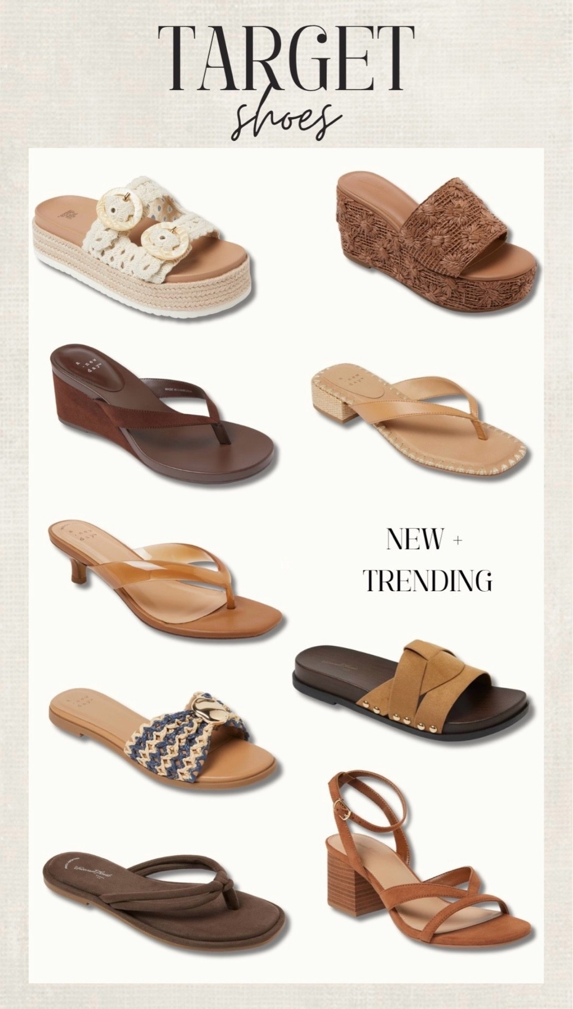 🤍 Summer shoes from Target that are brand new and trending! 
Loving all the neutral vibes.

#LTKootd #LTKmomlife
#LTKgrwm