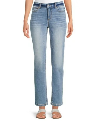 Time and Tru Women’s Mid Rise Straight Jean - Walmart.com | Walmart (US)