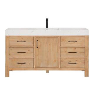 Leon Single Sink Bath Vanity with White Composite Stone Top | The Home Depot