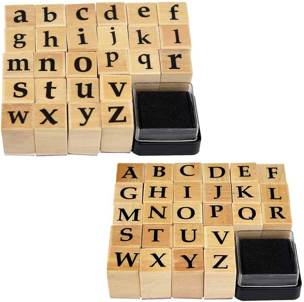Wooden Rubber Stamps, Miayon 52Pcs Vintage Wood Letter Stamps Alphabet Stamps for Card Making DIY... | Amazon (US)