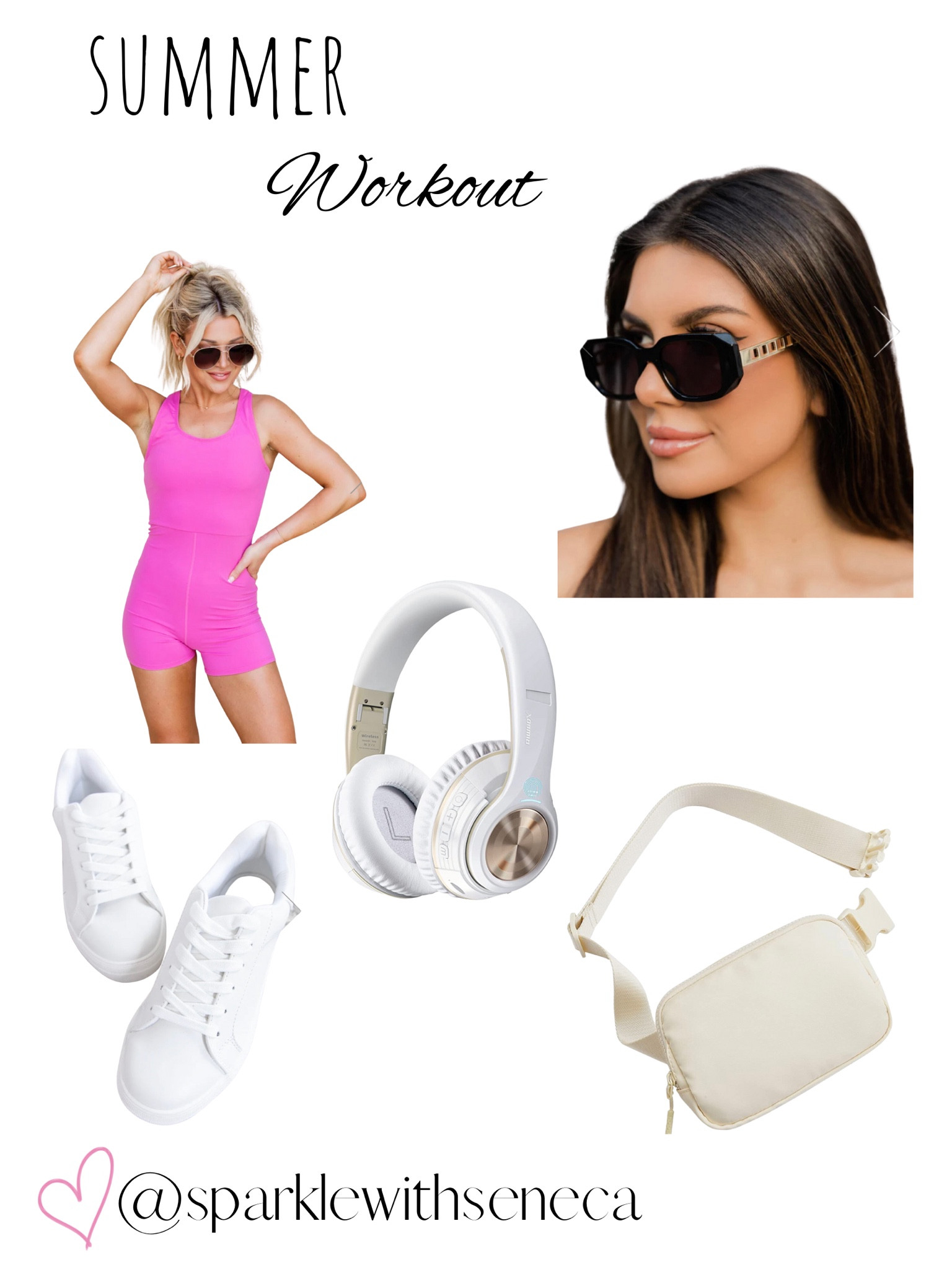 Summer workout outfit. Hot pink. Headphones. Cross body bag. Trendy finds 

#LTKfit #LTKSeasonal #LTKFind