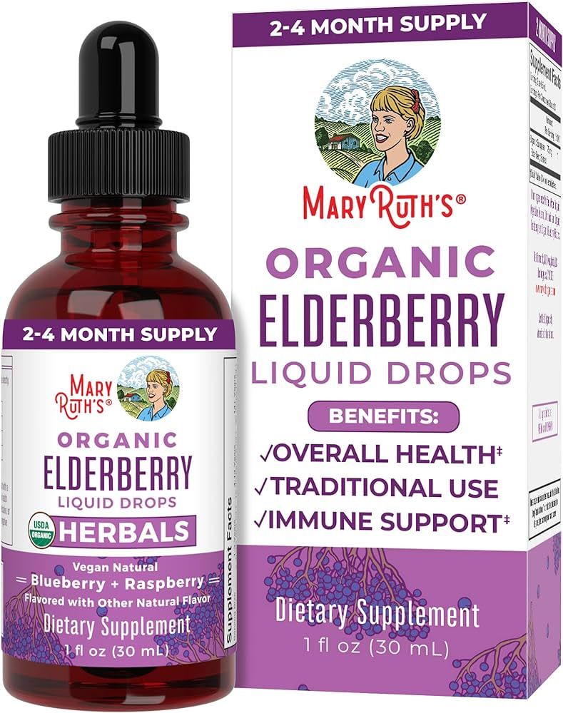 MaryRuth Organics Elderberry Syrup | USDA Organic Elderberry | Sugar Free Adults & Kids Immune Su... | Amazon (US)