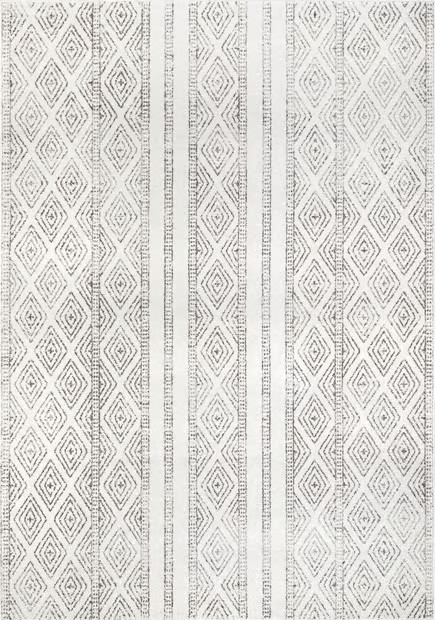 Gray Banded Bird Eye Diamonds 8' x 10' Area Rug | Rugs USA