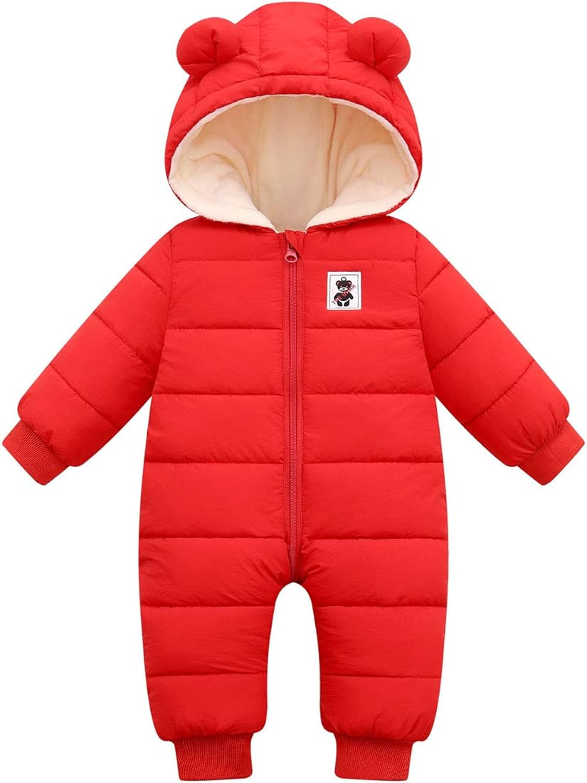 Happy Cherry Baby Snowsuit Winter Coat Warm Hoodie Romper Puffer Jacket | Amazon (US)