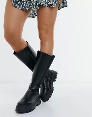 ASOS DESIGN Cora chunky knee boots in black | ASOS (Global)