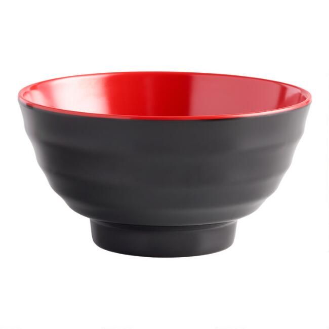 Black and Red Melamine Noodle Bowls Set of 4 | World Market