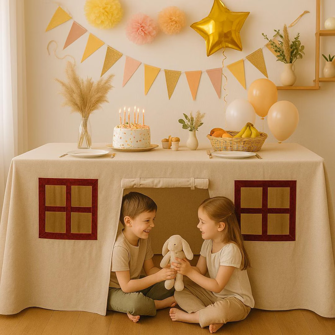 Kids Tent Playhouse Tablecloth Kids Table Fort With Red Velvet Windows Montessori Pretend Play Te... | Etsy (US)