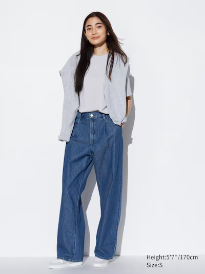 Drapey Denim Pleated PantsColor: 65 BLUEXSSMLXLSize: WOMEN SRecommended size: -30inchLength: 30in... | UNIQLO (US)