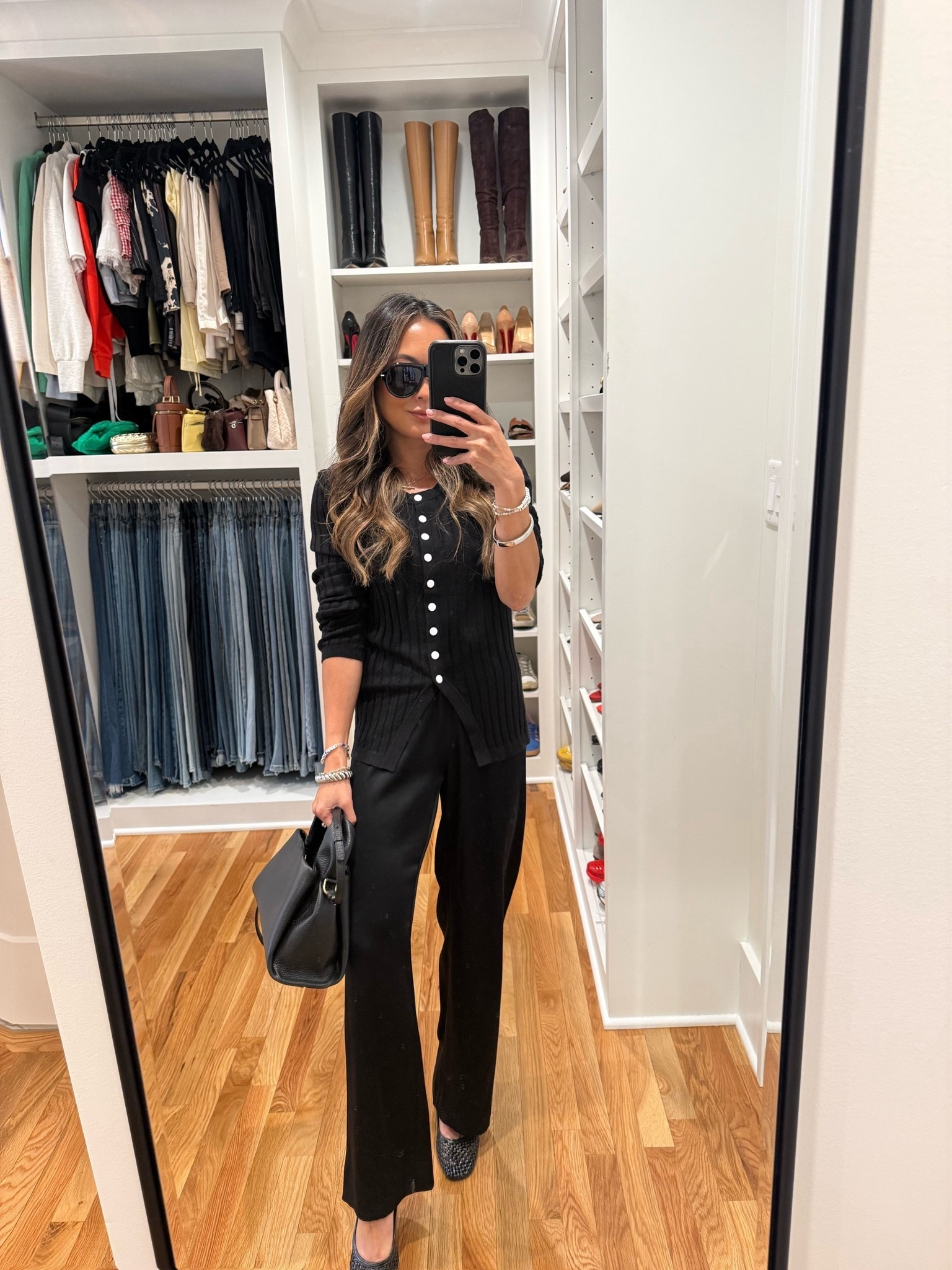 When in doubt, monochrome it out 🖤 cute effortless and comfy outfit for work! 
Sweater is XXS
Pants are XXS hemmed 
Heels are 5

#LTKootd #LTKOver40 #LTKPetite