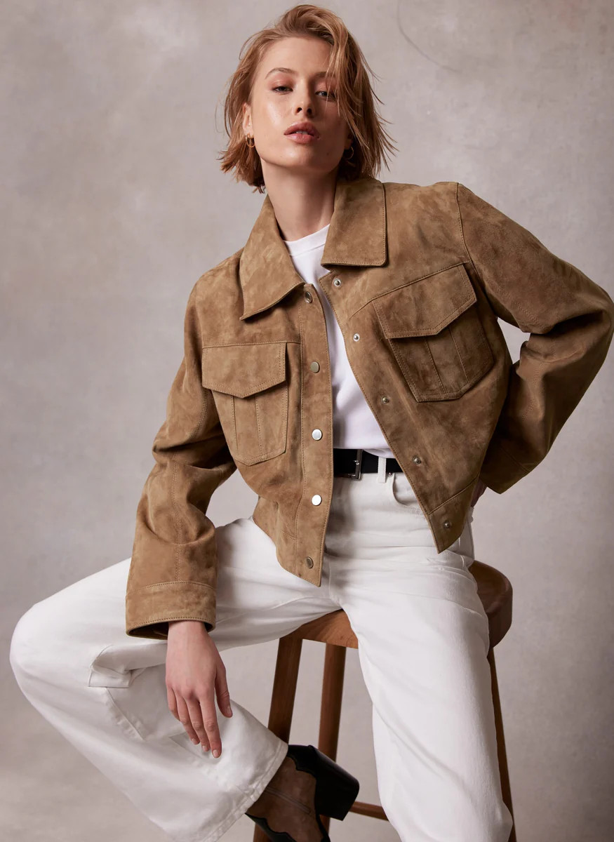 Tan Suede Western Jacket | Mint Velvet