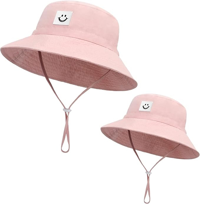 Asufegucd 2Pcs Parent-Child Sun Hat,Smile Face UPF 50+ Toddler Bucket Hat for Mother&Baby Boys Gi... | Amazon (US)
