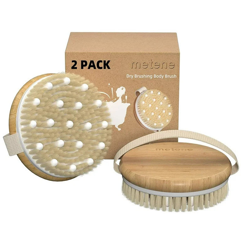Metene 2 Pack Shower Body Brush, Exfoliating Bath Scrub Brush with Massage Nodes for Wet or Dry B... | Walmart (US)