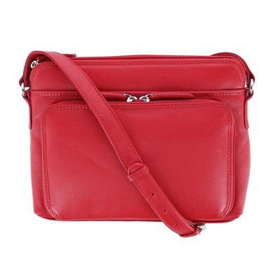 CTM Women's Leather Shoulder Bag Purse with Side Organizer, Red | Target