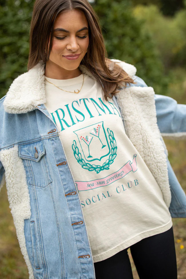 Christmas Social Club Ivory Graphic Tee SALE | Pink Lily