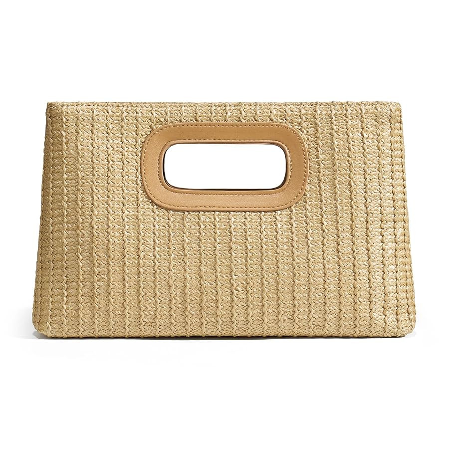 Chic Straw Clutch Purses for Women with Top Handle Summer Bag, Ideal Vacation Handbags and Woven ... | Amazon (US)