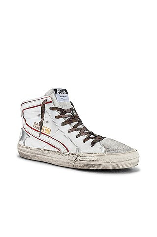 Golden Goose Slide Leather Upper & Wave Laminate Star Sneaker in White | FWRD 