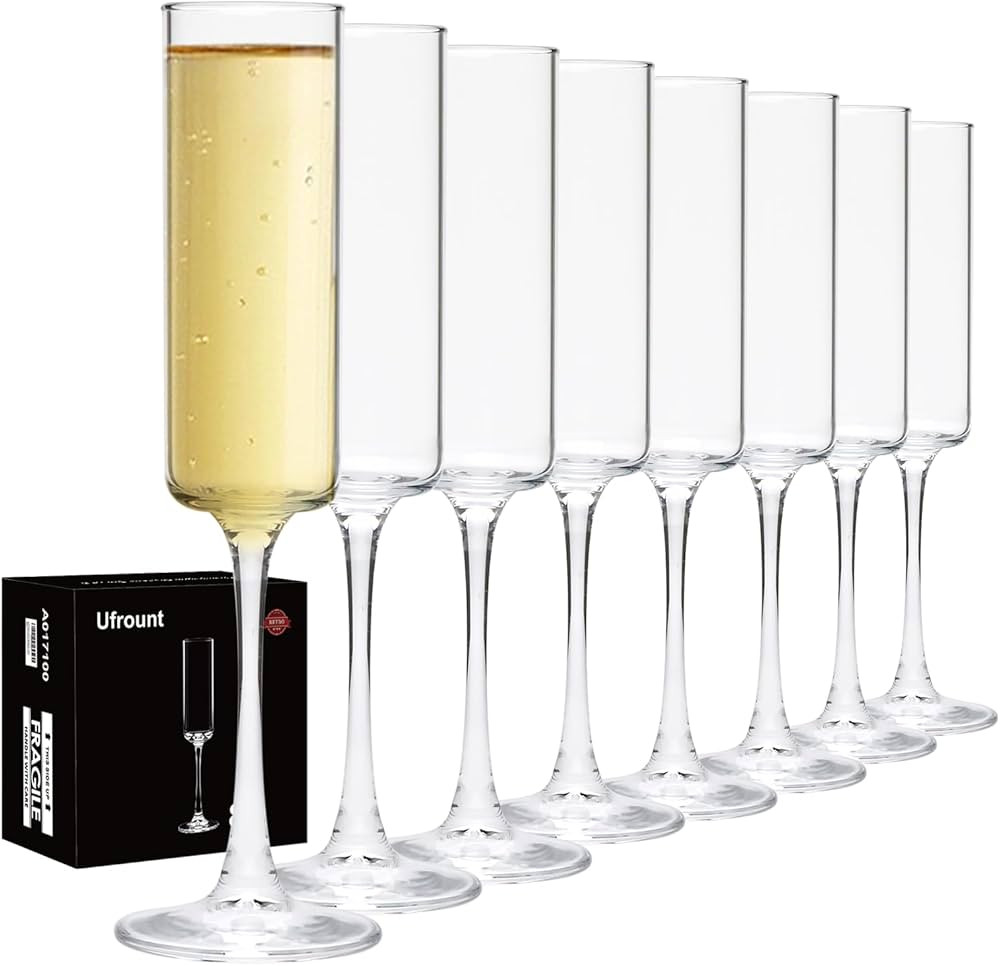 Champagne Flutes 5oz,Clear Champagne Glasses Set of 8,Classic Sparkling Glasses Prosecco Toasting... | Amazon (US)