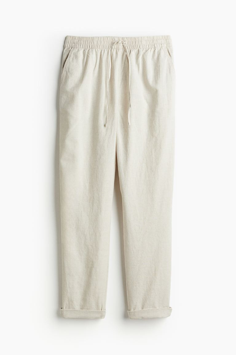 Linen-blend Joggers - Light beige - Ladies | H&M US | H&M (US + CA)