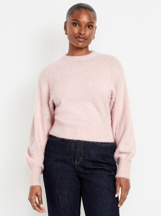 Cropped Crew-Neck Eyelash Sweater | Old Navy (US)