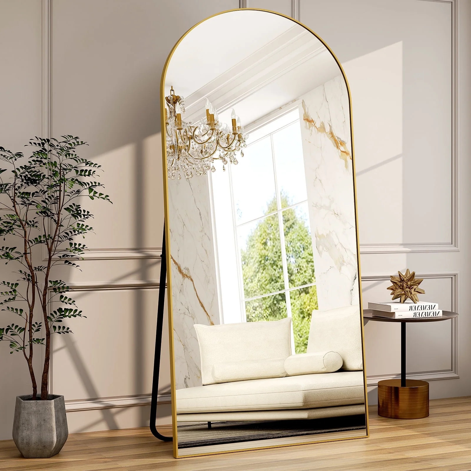 BEAUTYPEAK 79"x 38" Oversized Full Length Mirror Arch Standing Floor Mirror Full Body Mirror, Gol... | Walmart (US)