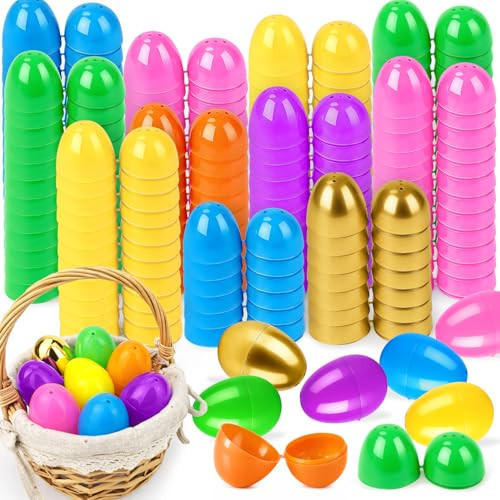 Leetous 144 PCS Bulk Easter Plastic Eggs for Egg Hunt, Empty Fillable 2.36" 134 PCS Colorful Eggs with 10 PCS Golden Eggs for Basket Essentials Stuffers, Easter Party Favors Supplies Decorations | Amazon (US)