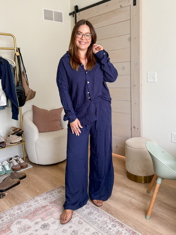 Loving this stylish and comfy linen set! Could be dressed up or down. Size large in the set #amazonfashion
 

 #LTKootd #LTKSeasonal #LTKMidsize