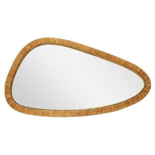 Mirrorize Canada 28 in. x 50 in. Modern Organic Rattan Long Irregular Mirror with Inner Metal Lin... | The Home Depot