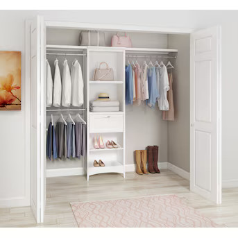 allen + roth Hartford 5-ft to 8-ft W x 6.33-ft H White Solid Shelving Wood Closet System | Lowe's