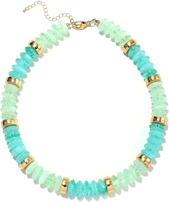 RISHEGAE Chunky Beaded Necklace for Women Boho Resin Beaded Choker Necklace Adjustable Surfer Bea... | Amazon (US)