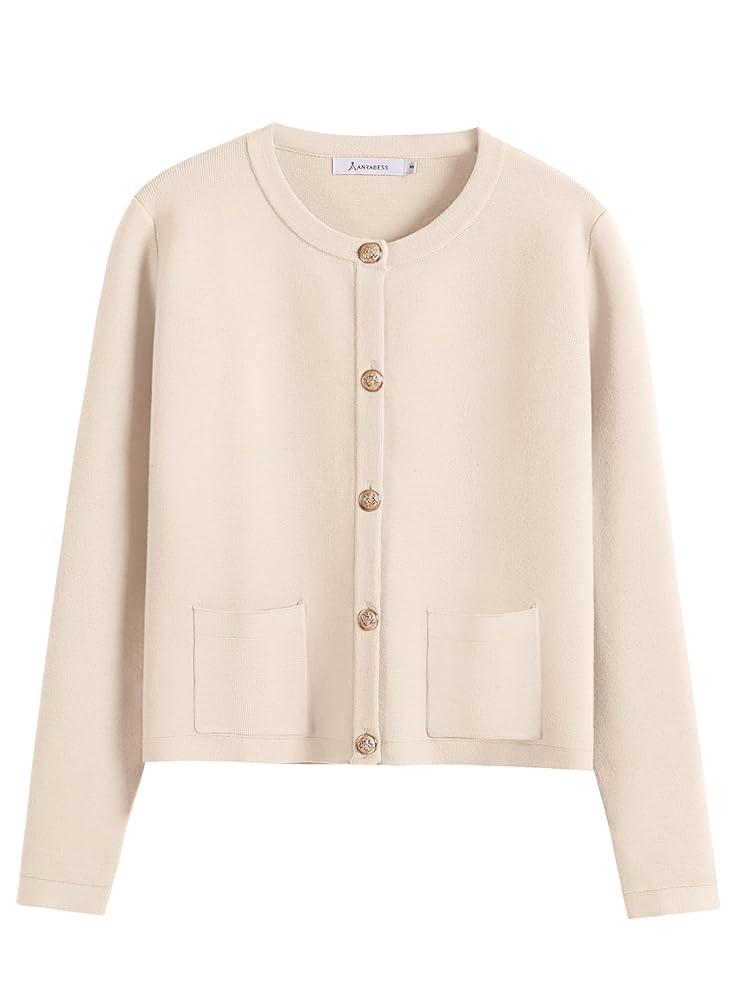 ANRABESS Women Striped Cardigan Sweaters Button Down Cropped Knit Lady Jackets Coat 2025 Fall Out... | Amazon (US)