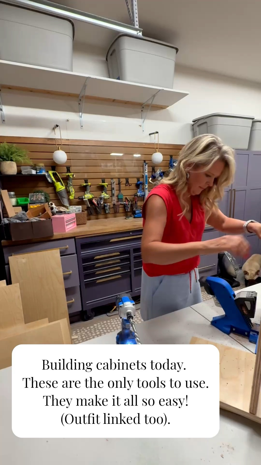 I would never have believed that making cabinets could be so easily. It's all about having the right tools. This pocket hole jig and impact driver make all the difference. 🙌🏼

And this skort?!? I have it in 4 colors 🥰