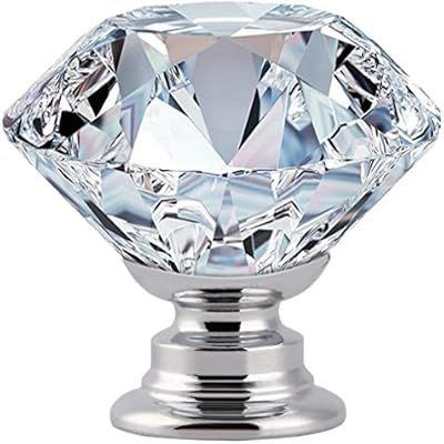 ProTocol 12 Pcs 30MM Crystal Clear Glass Cabinet Dresser Knobs Diamond Shape Drawer Door Chrome G... | Amazon (US)