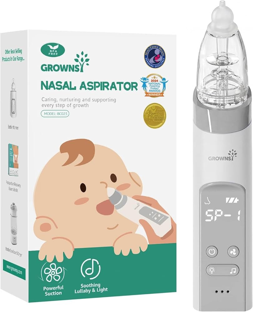 GROWNSY Nasal Aspirator for Baby, Electric Baby Nose Sucker with Larger Suction Chamber and More ... | Amazon (US)
