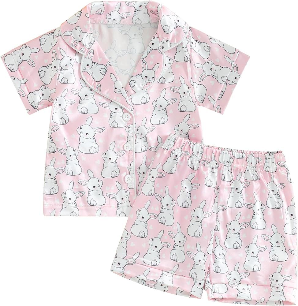 Toddler Baby Boy Girl Easter Pajamas Set Bunny Short Sleeve Shirt Shorts 2 Pieces Pj Set Unisex E... | Amazon (US)