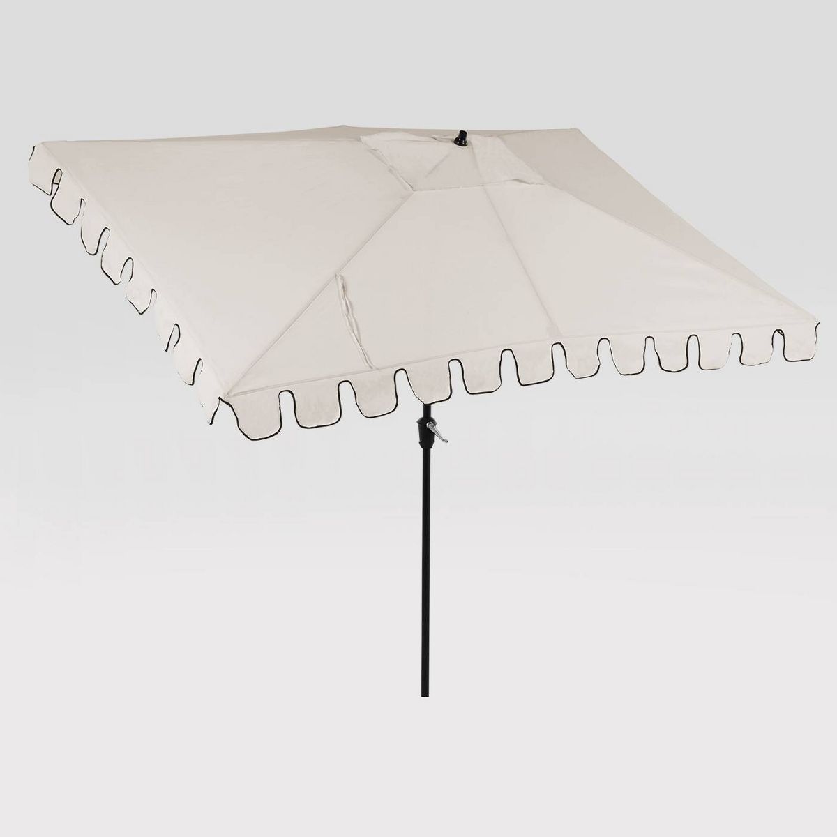 6.5'x10' Rectangular Scalloped Outdoor Patio Market Umbrella Off-White with Black Pole - Threshol... | Target