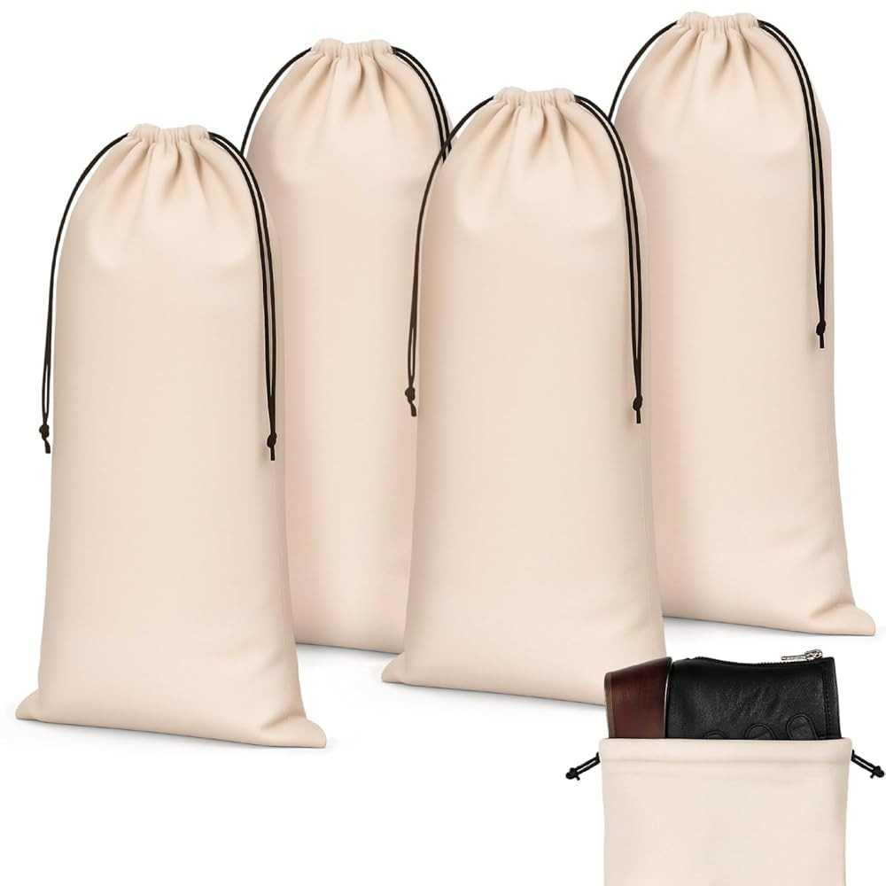 Amylove 4 Pcs Flannel Cloth Shoe Bags for Travel, 8 x 17 Inches Dust Pouch with Drawstring Closur... | Amazon (US)