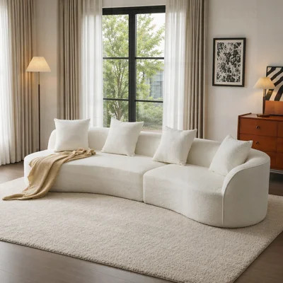 Curved Sectional Sofa with Plush Cushions and Elegant Design, Perfect for Comfortable Seating and Stylish Living Rooms | Wayfair North America