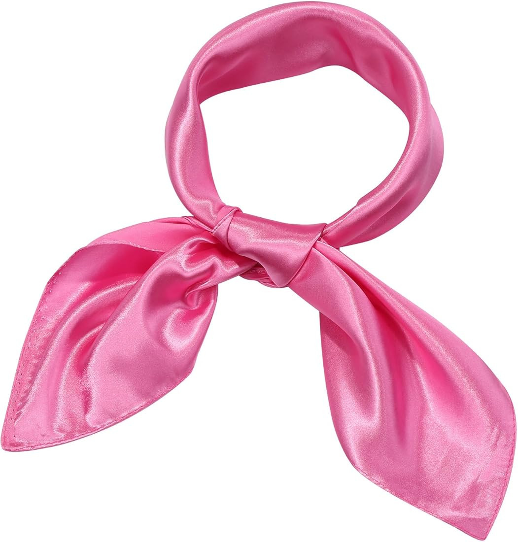 Chiffon Scarf Square Neck Scarf Handkerchief Retro Satin Ribbon Scarf for Women Girls | Amazon (US)
