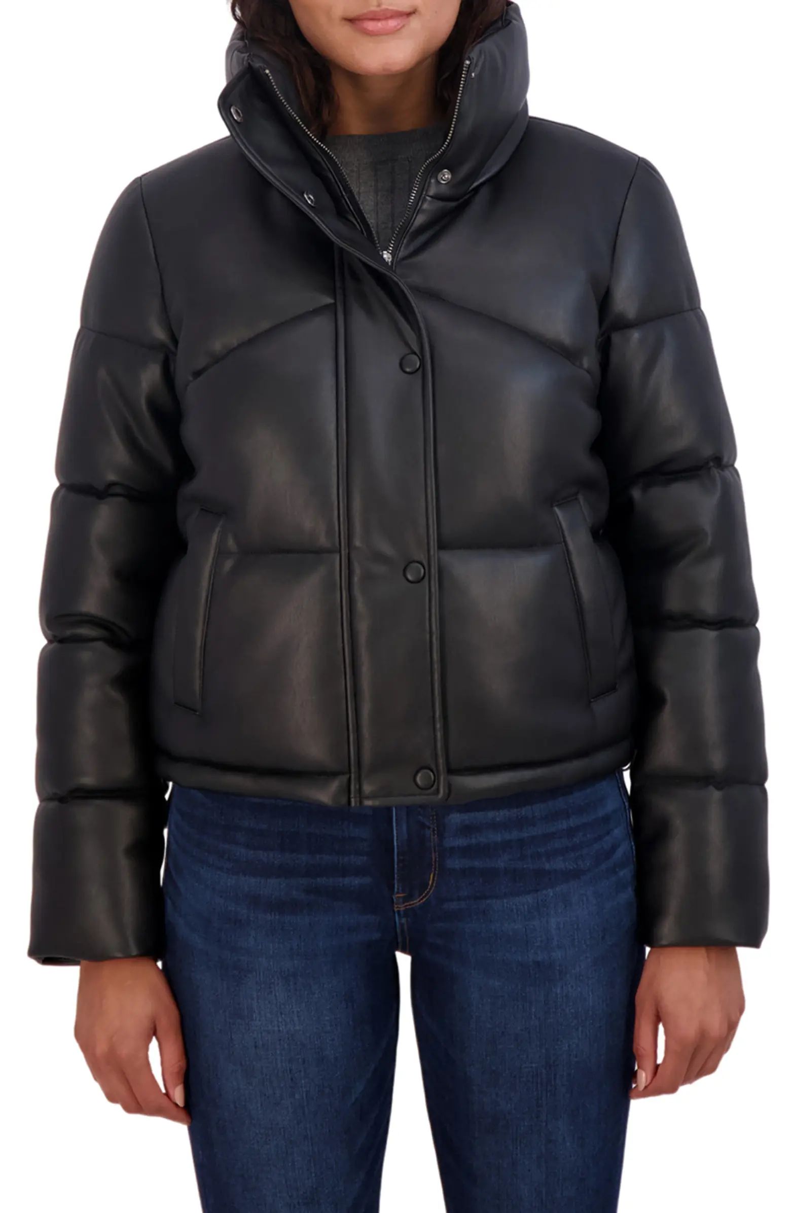 Sebby Faux Leather Short Puffer Jacket | Nordstromrack | Nordstrom Rack