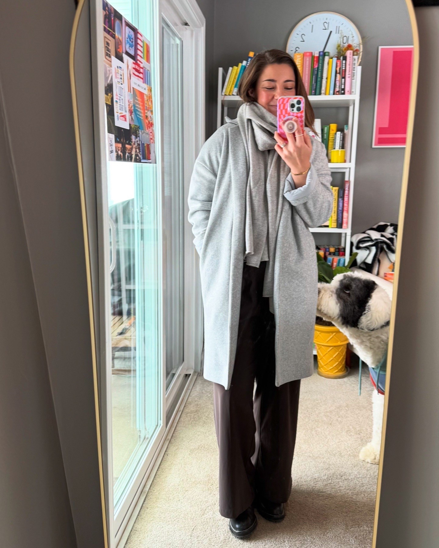 Scarf is the Garnet Hill Cashmere Wrap