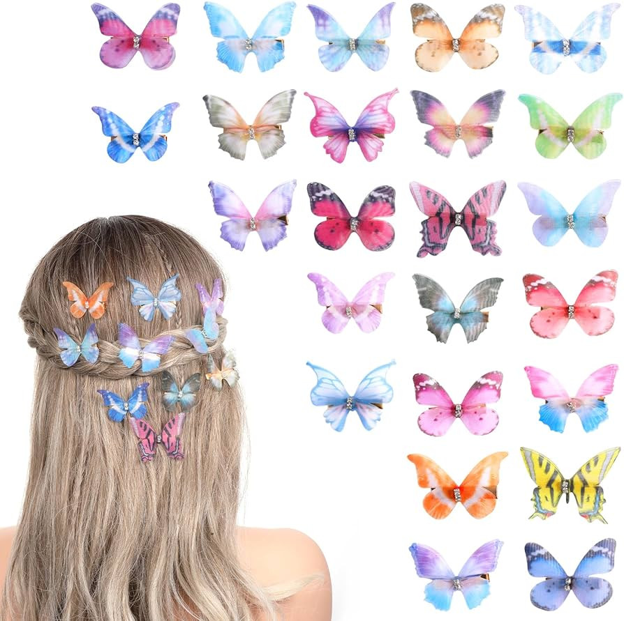 24PCS Butterfly Hair Clips, Moving Butterfly Hair Clips Glitter, Cute Butterfly Hair Accessories ... | Amazon (US)