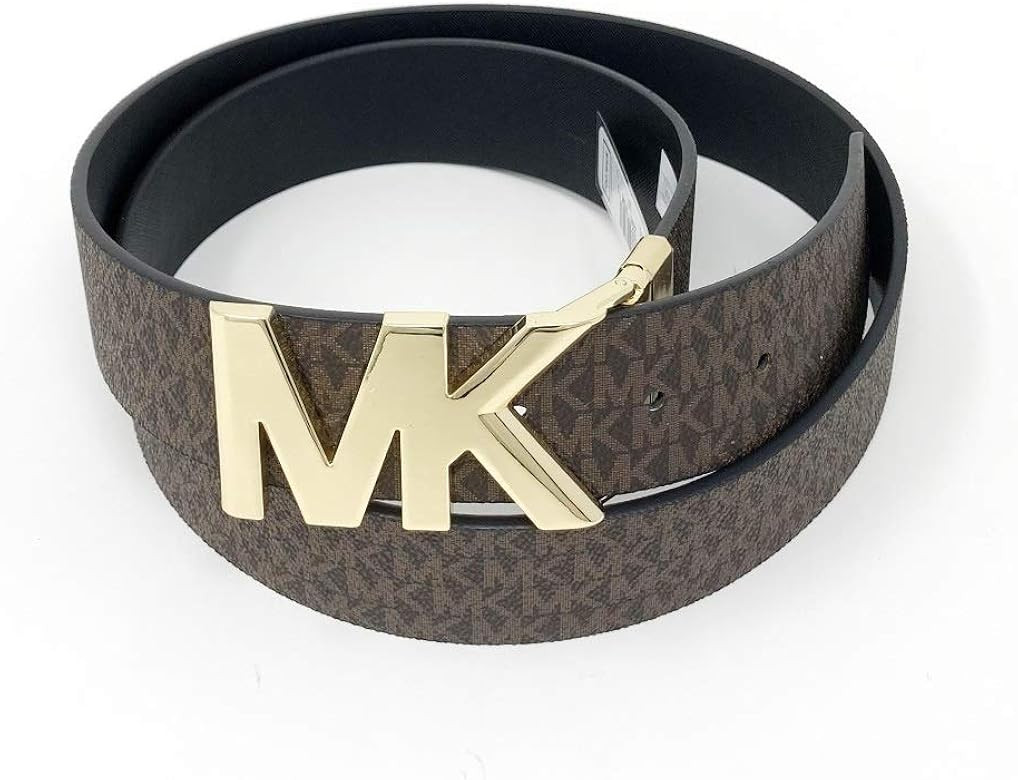 Michael Kors 38mm Leather Reversible MK Logo Plaque Buckle Belt | Amazon (US)