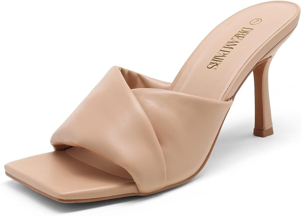 DREAM PAIRS Women’s High Stilettos Heels Mules Open Square Toe Slip On Comfort Sexy Dress Pumps... | Amazon (US)