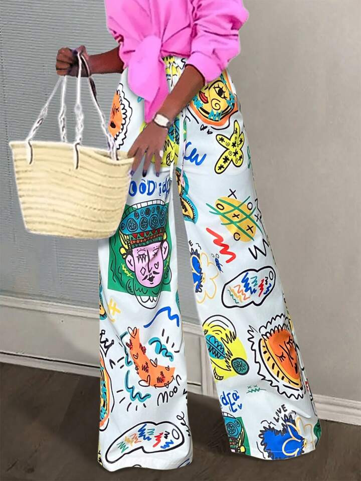 Women's Jumpsuit, Street Style Women's Printed Long Pants Jumpsuit, High Waisted Casual Pants | SHEIN