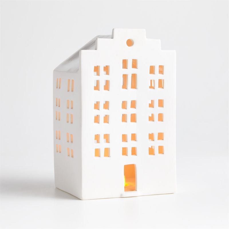 Tall White Ceramic Holiday Canal House + Reviews | Crate & Barrel | Crate & Barrel
